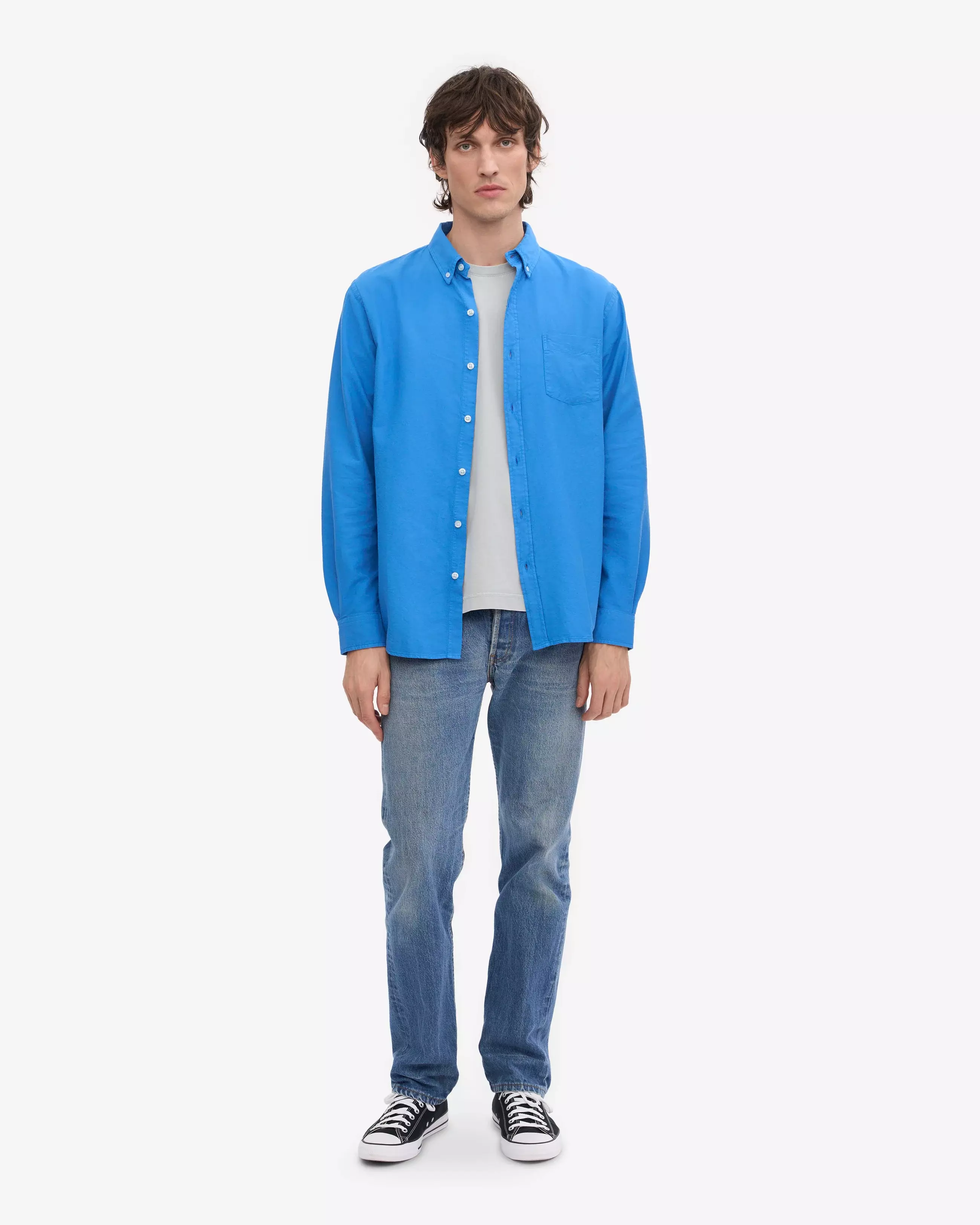Colorful Standard Pacific Blue Organic Button-Down Shirt Hemd Herren blau